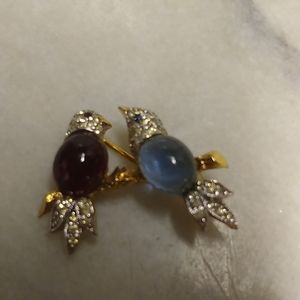 Rare Panetta Love Birds Brooch Gems & Rhinestones